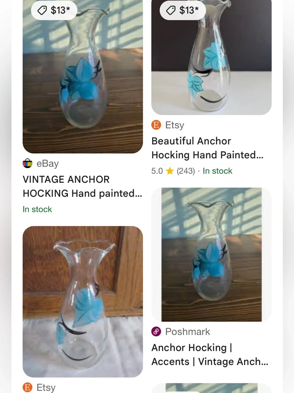 Anchor Hocking hand painted